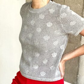 samarreta calada topos gris camiseta lunares gris calada grey shirt polka dots spot croche crochet cotton coto algodon punto punt knitted