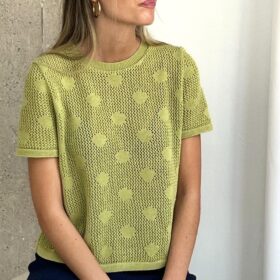 samarreta calada topos verd camiseta lunares verde calada green shirt polka dots spot punto punt knitted coto algodon cotton croche crochet