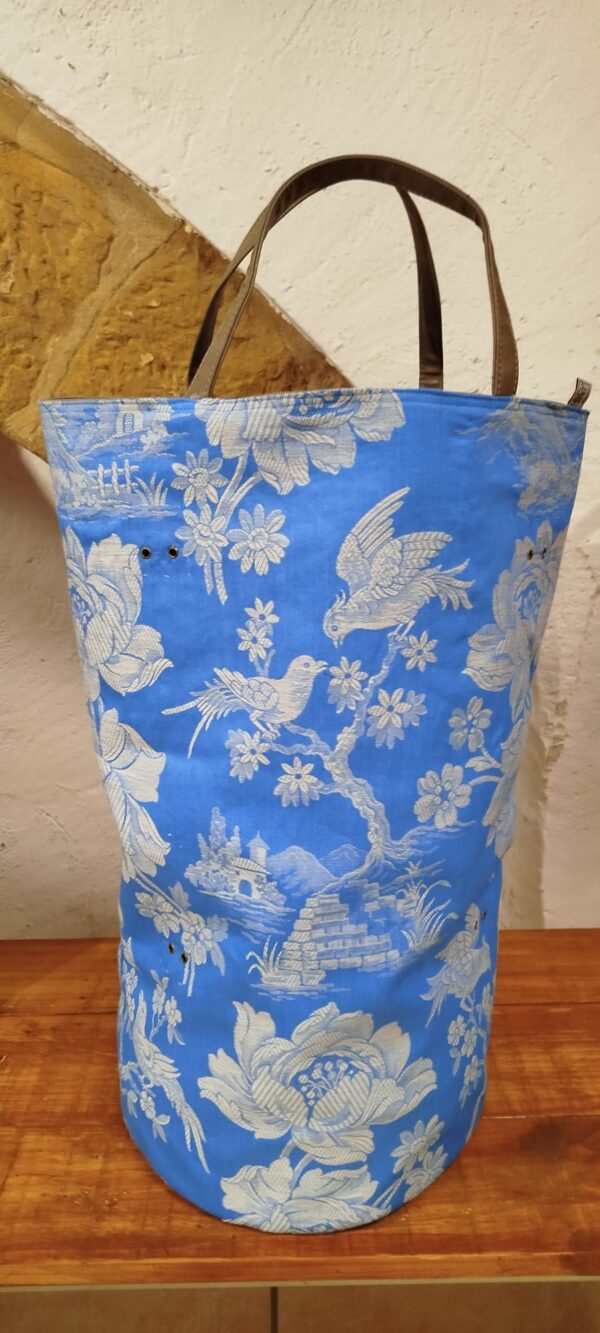 Contenidor de tela reutilitzada floral blau -UPCYCLED CARTAES