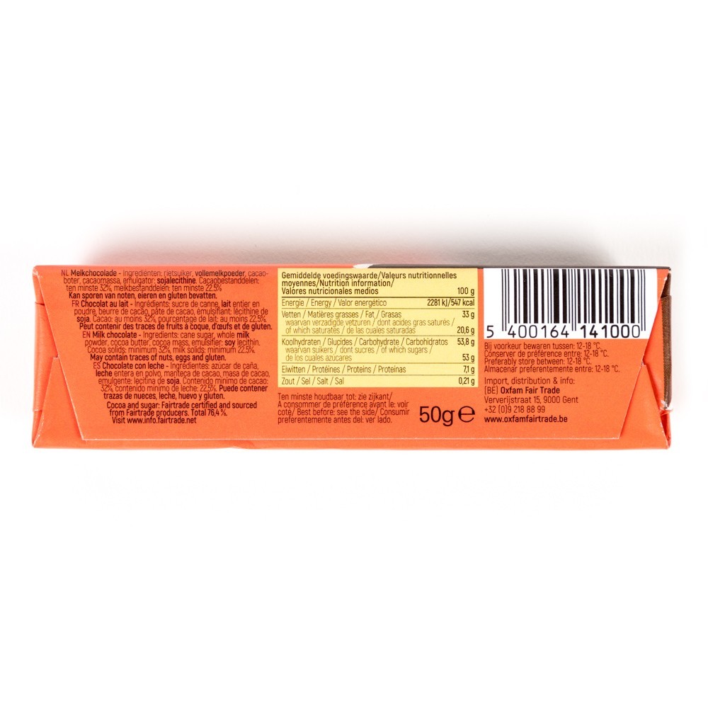 Xocolatina amb llet 50gr Oxfam 32% cacau 2 chocolatina-leche-2-oxfam-oikocredit