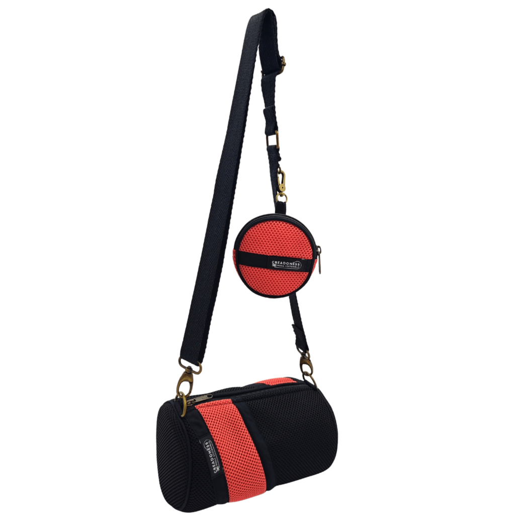 Mini Bossa amb Moneder Negre-Salmó 1 Mini Bossa amb Moneder Negre-Salmó