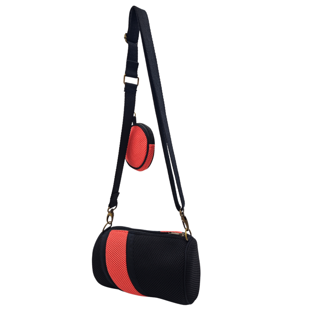 Mini Bossa amb Moneder Negre-Salmó 3 Mini Bossa amb Moneder Negre-Salmó - Imatge 3