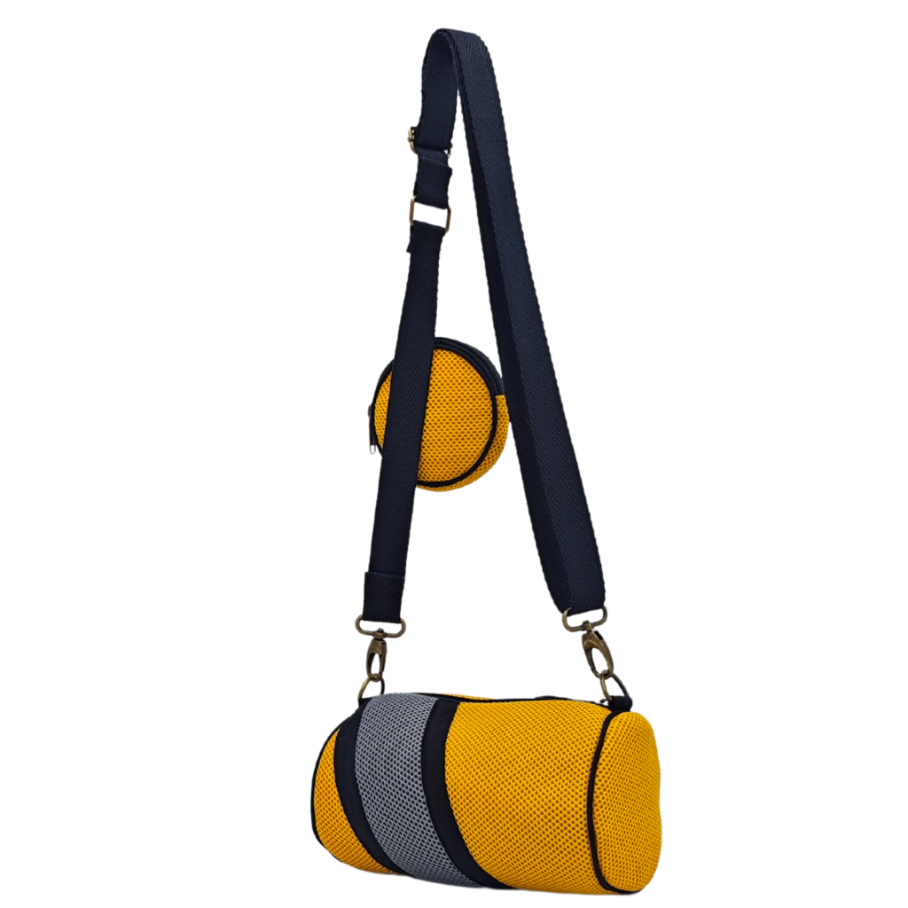 Mini Bossa amb Moneder Groc-Gris. 3 Mini Bossa amb Moneder Groc-Gris. - Imatge 3